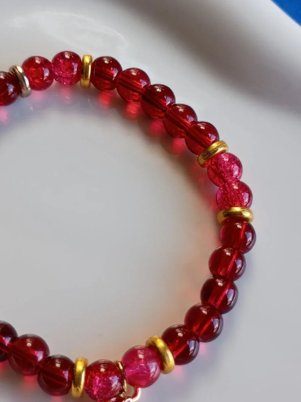 Red Rose Kids Bracelet , Handmade Beaded Bracelet, 5.5